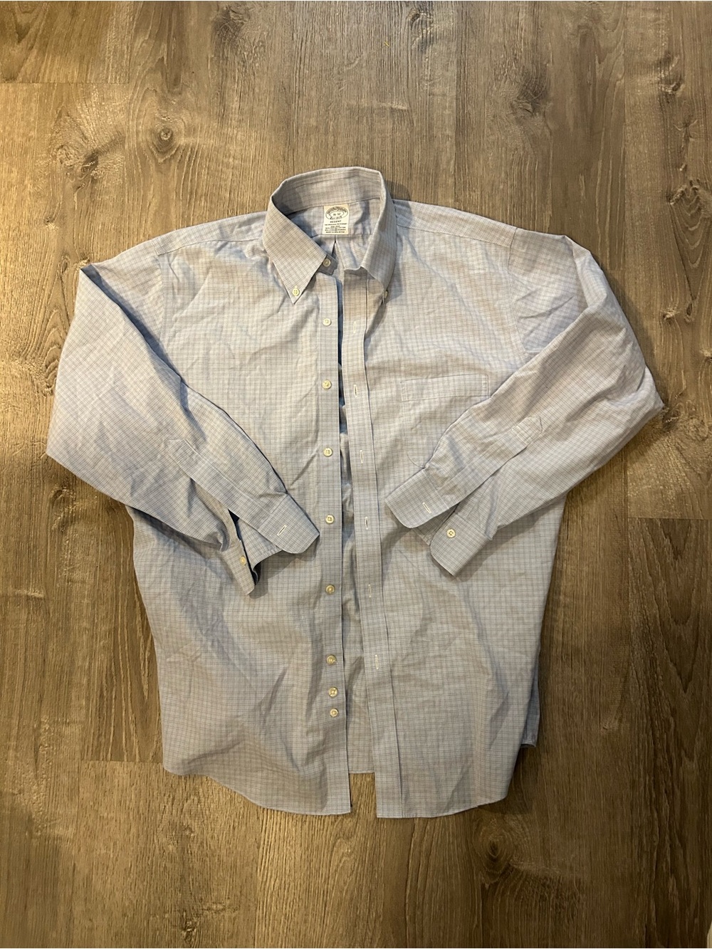 Brooks Brothers Regent Original Polo Non Iron Blue Plaid Cotton Dress Shirt
